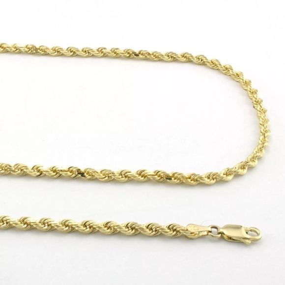 30” Real Solid Gold Italy Diamond Cut Rope Chain - Picture 3 of 3